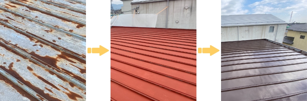 屋根塗装のビフォア―アフター